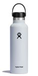 Hydro Flask - Water Bottle 621 ml (21 oz) - Vacuum Insulated Stainless Steel Water Bottle with Leak Proof Flex Cap and Powder Coat - Standard Mouth - White