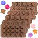 6 pcs Silicone Chocolate Molds, CNYMANY Candy Mold Jelly Mould Non-Stick Kitchen Baking Pans Ice Cube Trays for Party Festival - 6 Shapes