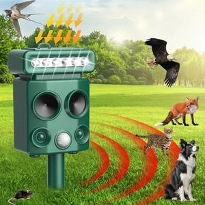 OBEST Solar Cat Repellent, Garden ﻿Ultrasonic Animal Pest Repeller, Ultrasonic 4-Speed Adjustable, USB Power +Solar Powered Waterproof with Motion Sensor for Farm Garden Yard Cats Squirrels Deterrent