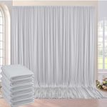 VK Vistook 20x10FT Wrinkle Wrinkle Free Decoration Backdrop Grey Curtain Drapes Backdrop Panels Background for Photography Wedding Parties Birthday Anniversary Function 5x10 (4 Panels)