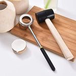 JUZR Coconut Opener Tools with Hammer, Super Safe & Easy to Open Young Coconuts Tool, Food Grade Stainless Steel Coconut Opener Set, Rubber Mallet with Handle