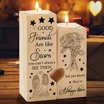 Funnli Gifts for Women, Wooden Heart Shaped Candle Holder Friendship Gifts for Women,Warm Engraved Friendship Gifts,Ideal Birthday, Christmas, Graduation Gifts for Friend