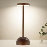 Hapfish Rechargeable Cordless LED Table Lamp, 5000mAh Battery Operated Table Lamps, 3 Color Modes, Dimmable, Wireless Dining Desk Lights for Outdoor Bedside Dinner Reading Bathroom – Brown