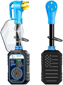 RVRVHOMM 30000J 50Amp RV Surge Protector 50 Amp Flag Design - Upgraded Power Surges Voltage Protection Circuit Analyzer IP68 Waterproof Cover for 50A RVS Camper Trailer Must Haves (50Amp, Blue)