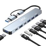 USB C Hub, 7 in 1 USB Splitter Multiport Adapter, Usb Hub For Laptop,MacBook,PS5/PS4, Switch, Printer, USB Fan, Flash Drive