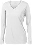 Joe's USA Ladies Long Sleeve Moisture Wicking Athletic Shirt-S-White