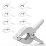 LimoStudio 8 PCS White Adjustable Heavy Duty Clip for Muslin/Paper Photo Backdrop Background Clamps, 4.5 inch with Camera Adapter Clamps, AGG3356