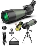 20-60x80 Spotting Scope with Dual Focusing for Bird Watching, HD BAK4 Prism FBMC Lens Waterproof Fogproof Spotter Scope for Target Shooting,Upgraded Phone Adapter & Tripod for Wildlife Observing