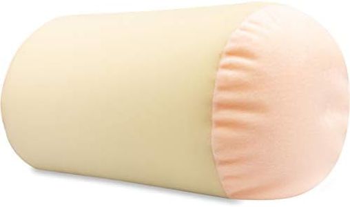 Microbead Bolster Neck Roll Pillow, Gently Body, Head, Neck & Shoulders No Pain Rest, Relax Sleep - Silky Feel Prevent Wrinkles & Hair Breakage - Lightweight Cylinder Tube, 14" x 8", Off White Cream