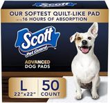 Scott Pet Guard Advanced Dog Pads - Dog Training Pee Pads for Puppies, Medium & Large Dogs - Up to 16 Hour Absorbency with Odor Control - Softest Quilted Dog Pee Pads - Large - 22" x 22" - 50 Pack