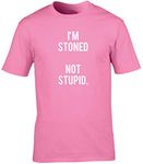 Hippowarehouse I'm Stoned Not Stupid Unisex Short Sleeve t-Shirt (Specific Size Guide in Description) Pink