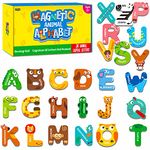 Magnetic Letters, Cute Animal Alphabet ABC Magnets for Fridge Colorful Uppercase Animals Toys Set Educational Spelling Learning Games for Kids, Toddlers 3 4 5 Years Old