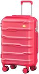 MGOB Carry On Luggage 22x14x9 Airline Approved, Hard Shell Suitcase with Spinner Wheels, PP Lightweight Luggages with TSA Lock, Carry-On Suitcases 20 Inch, Red