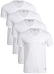 U.S. Polo Assn. Men’s Undershirt – 4 Pack V-Neck Short Sleeve T-Shirt, White, Large