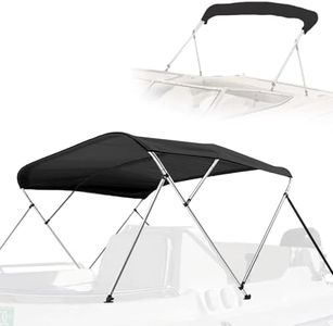 SereneLifeHome Waterproof Boat Bimini Top Cover - 85-90" W 4 Bow Bimini Top Canvas Sun Shade -1" Double Wall Aluminum Frame Tubes, 2 Straps, 2 Rear Support Poles, Storage Boot - SLBT490G.5 (Gray)