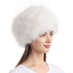 soul young Women's Cossack Russion Style Faux Fur Hat with Stretch for Winter Warm Cap(White)