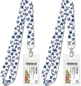 Cruise Lanyard with ID Holder [2 Pack] Lanyards for Cruise Ship Key Cards in 2024 & 2025 (White & Navy)