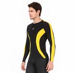 ReDesign Apparels Men Compression Top Tshirt Full Sleeve Nylon Tights (Large(38-40inch Chest), Black/Yellow)