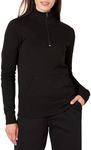 Amazon Essentials Women's Long-Sleeve Fleece Quarter-Zip Top (Available in Plus Size), Black, Medium