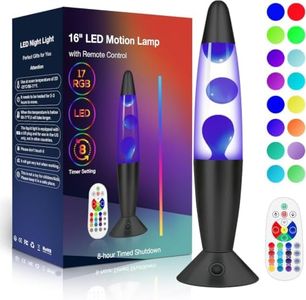 Biulazyda 16" Black LED Liquid Motion Lamps, 17 Colors Changing Lamp with Remote, Mood Night Light for Kids Adults, Relaxing Nightstand Table lamp for Bedroom Living Room, Birthday Gifts (Blue Wax)
