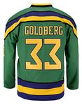 Ropus Mighty Ducks Movie Shirts Ice Hockey Jersey (#33 Goldberg Green, Small)