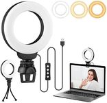 Lychico Video Conference Lighting Kit, Ring Light for Laptop Phone with Clip and Tripod, Desktop PC 4" Selfie Dimmable Light with Stand Ring Light for Live Streaming, Video Recording, Makeup