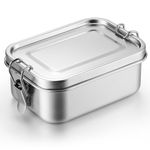 Umigy Stainless Steel Bento Box Metal Lunch Box Food Storage Containers Metal Lunch Container, Lockable Clips to Leak Proof, Reusable Dishwasher Safe Lunch Snack Boxes for Work(1 Pcs,850ml)