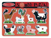 Melissa & Doug Farm Animals Sound Puzzle, Kids Wooden Puzzles for 2 year olds, Baby Puzzles, Wooden Peg Puzzles, Toddler Sound Puzzle, Shape Puzzle, Jigsaws for Children Age 2 3 4