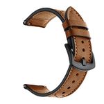 OBOE 22mm Smart Watch Genuine Leather Replacement Band Strap Compatible for Amazfit GTR 47mm / Samsung Galaxy Watch (46mm) / Amazfit Pace/Stratos/Samsung Gear S3 Classic/Frontier (Brown)