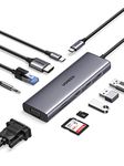 UGREEN USB C Hub, 10-in-1 USB C Docking Station with VGA & 4K HDMI Dual Monitor, 1Gbps Ethernet, 100W PD, 3 USB Ports, 3.5mm Audio, SD/TF Card Slots, Multiport Adapter for MacBook, Dell and More