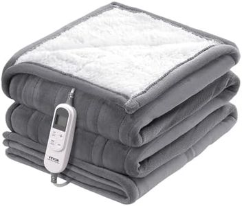 VEVOR Couverture Chauffante Électrique en Flanelle Douce et Laine d'agneau 130x180 cm 9 Réglages de Temps 6 Niveaux de Chauffage, Arrêt Automatique Après 8 Heures, pour Anniversaire, Grand-mère, Gris