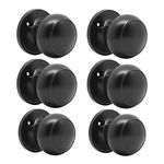 Probrico Flat Ball Single Dummy Door Knob Handles Black Left Right Handed Door Knobs Pull, 6 Pack