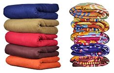 Goyal's Polar Fleece Single Bed Blanket 250 TC, Plain & Printed - Set of 10