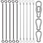 CKANDAY 10 Pack 20 Inch(50cm) Safety Stainless Steel Tethers with 4 Pcs Spring Snap Hook Clips, Steel Wire Cable with Loops Vinyl Cover Coated Short Rope Lanyard Lock Safety Tether Chains, 2 Colors