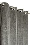 Kiara Creations 2 Piece Velvet Emboss Damas Room Darkening Curtains for Door 7 Feet, Grey