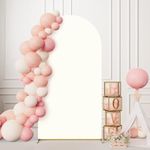 Minetom 7.2FT Metal Arch Backdrop Stand with Wedding Arch Cover Spandex, Wedding Balloon Arch Backdrop Stand Square Arch Frame for Birthday Party Baby Shower Graduation Ceremony Decoration, White