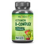 Nutrainix Plant Based Vitamin B Complex with 100% RDA B1, B2, B3, B5, B6, B9 & B12 | Hair Growth, Boost Energy And Immunity (60 Capsules)