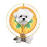 Inflatable Dog Cone Collar for Large Medium Small Dogs, Soft Dog Donut Collar Adjustable Recovery Cone for Pets After Surgery, Extra Enhanced Anti-Licking Guard Shield (Pineapple, Small)