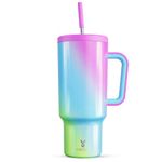 Meoky 1182ml Tumbler with Straw and Lid, 40oz Tumbler with Handle, Insulated Stainless Steel Travel Mug Water Bottle, 100% Leak-Proof, Cold for 34 Hours or Hot for 10 Hours (Fairytale)