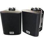 Loops Pair 4" Outdoor Rated Black Stereo Wall Speakers 70W 8 Ohm IP55 Weatherproof