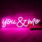 Balanar Neon Sign -you and me Led Neon Light, Neon Lights Sign for Wall Decor USB Powered Led Neon Signs for Bedroom Kids Room Wedding Party Decoration,Birthday party decorations for couples，Brightnes