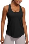 CRZ YOGA Womens Pima Cotton Racerback Workout Tank Tops Scoop Neck Loose Sleeveless Tops Athletic Gym Shirts Black Medium