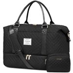 LOVEVOOK Travel Gym Bag Womens Weekend Overnight Holdall Duffel Bag with Wash Bag Ryanair Cabin Hand Luggage Bags 55 x 40 x 20 with Shoe Compartment Hospital Bag Waterproof Large Carry on Bag Black