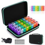 Monthly Pill Box Organiser 2 Times a Day, 32 Extra Large Daily AM PM Pill Box Organiser with Travel Hard Case, Medicine Storage Box Holds Supplements Vitamins, Fish Oils