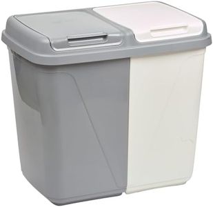 URBNLIVING 60L Double Kitchen Recycling Laundry Duo Bin Garbage Under Cabinet Trash Can (60L-Grey and White)