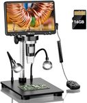 TOMLOV DM9B 7" Digital Microscope: 1080P 1200X Coin Microscope Magnifier, 12MP Ultra-Precise Focusing LCD Soldering Microscopes for Adults, PC View, 32GB, Black