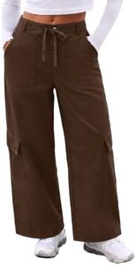 Aoysky Womens Wide Leg Baggy Cargo Pants Casual Trousers Y2k Streetwear