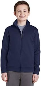 SPORT-TEK Boys Sport-Wick Fleece Full-Zip Jacket (YST241) -Navy -L