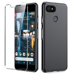 Dioxide Compatible for Google Pixel 2 XL Phone Case with Screen Protector, Soft TPU Silicone Case Shockproof Non-Slip Camera Protective Case Slim Cover for Google Pixel 2 XL Phone Case, Black