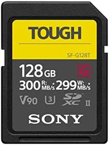 Sony TOUGH-G series SDXC UHS-II Card 128GB, V90, CL10, U3, Max R300MB/S, W299MB/S (SF-G128T/T1)